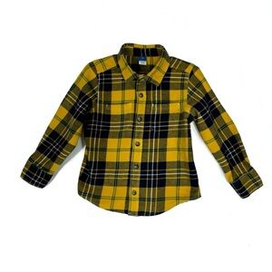 Old Navy Kids Yellow & Navy Plaid Flannel Shirt